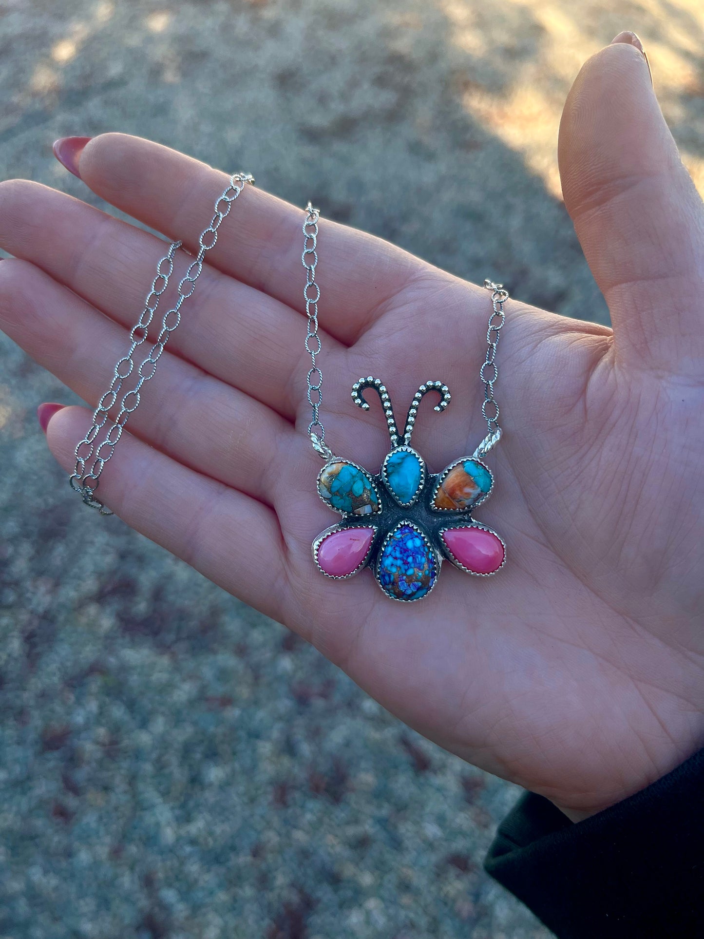 Mixed Turquoise Butterfly Necklace